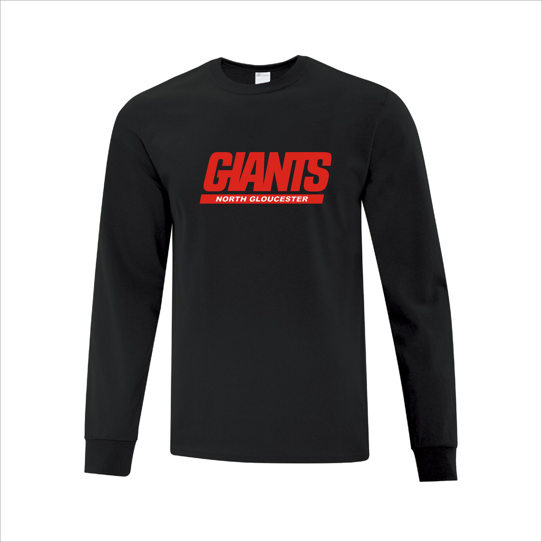 Men's Long Sleeve Black T-Shirt - North Gloucester Giants Football