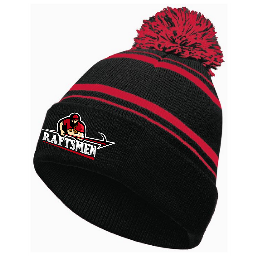 Black and Red Pom Pom Toque - Raftsmen Football